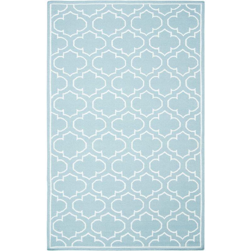 Dhurries DHU625 Hand Woven Area Rug - Blue/Ivory - 5'x8' - Safavieh.