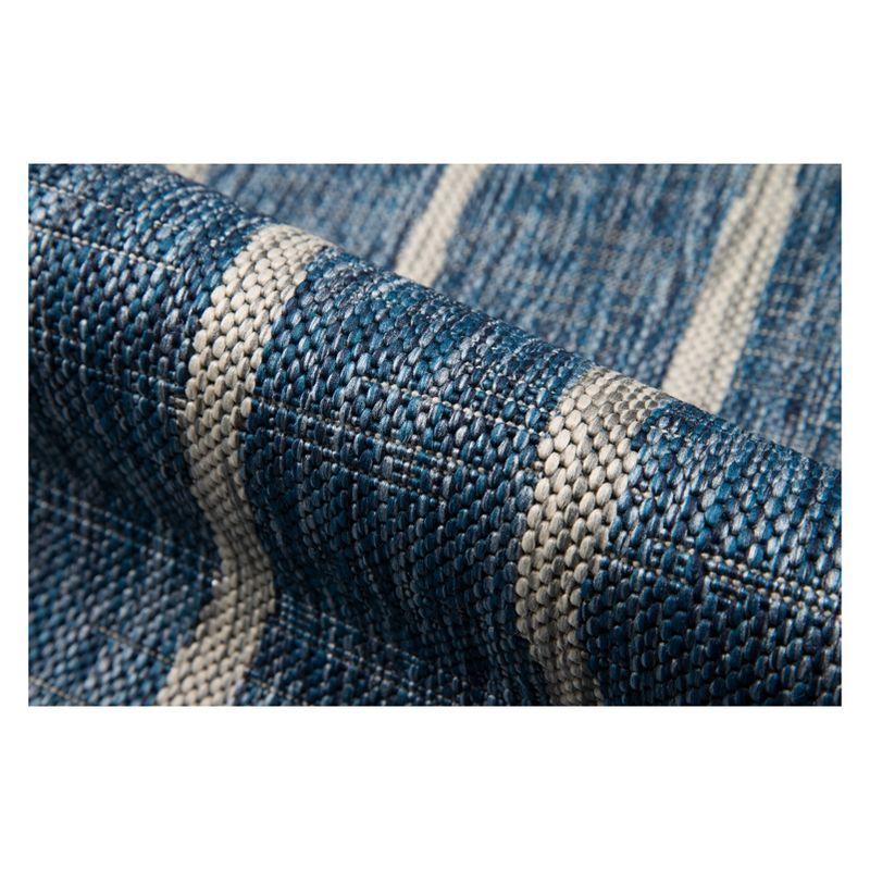 Sicily Striped Blue and Charcoal Easy-Care Outdoor Rug