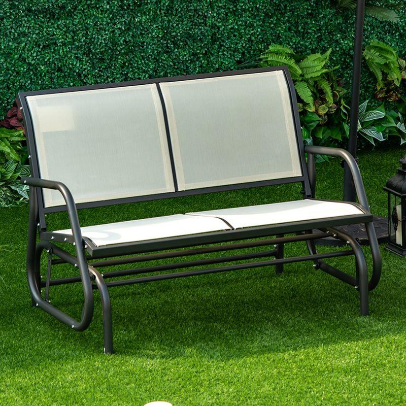 Outsunny 2-Person Outdoor Glider Bench, Patio Double Swing Rocking Chair Loveseat w/Powder Coated Steel Frame for Backyard Garden