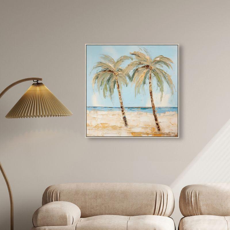 Art Remedy Painting Palm Trees Tropical Bathroom Wall Art, 30" x 30", Silver Frame