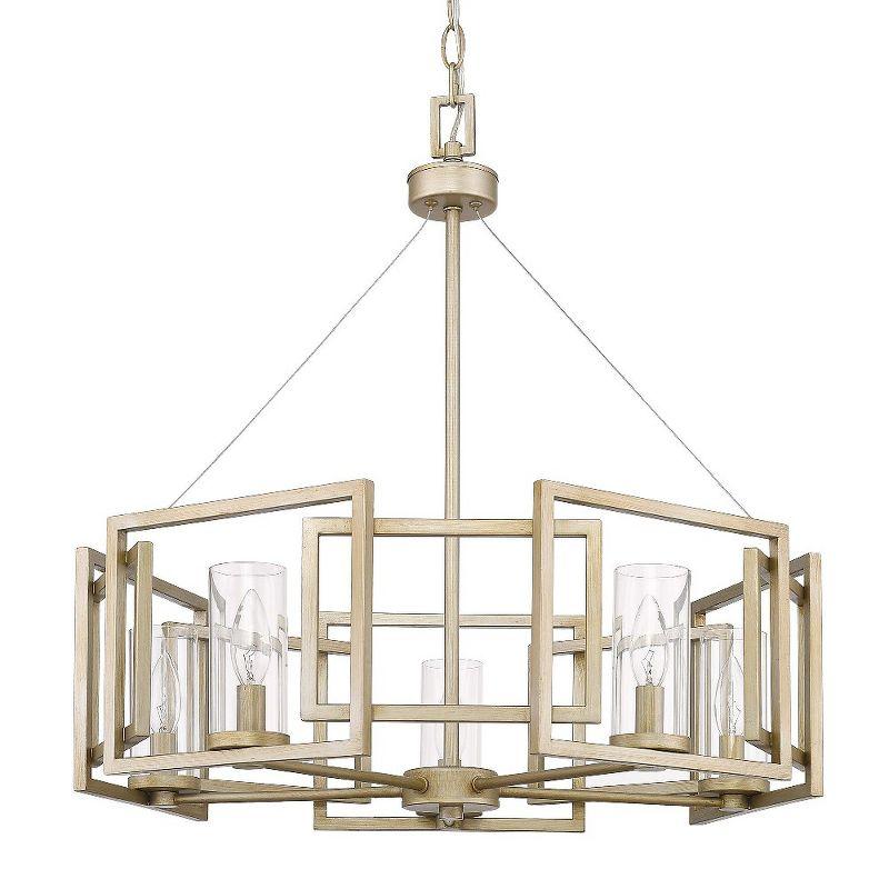 Golden Lighting Marco 5-Light Chandelier in White Gold with Clear Glass