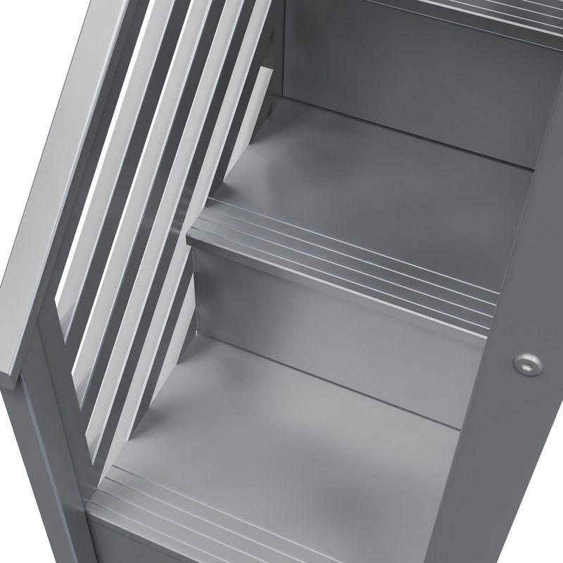 Max & Lily Twin Low Loft Bed with Staircase, Grey