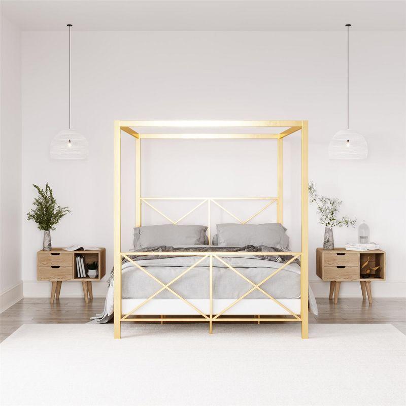 DHP Rosedale Metal Canopy Bed, Queen, Gold