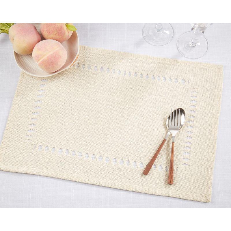 Ivory Jute Hemstitch Rectangle Placemats Set of 4