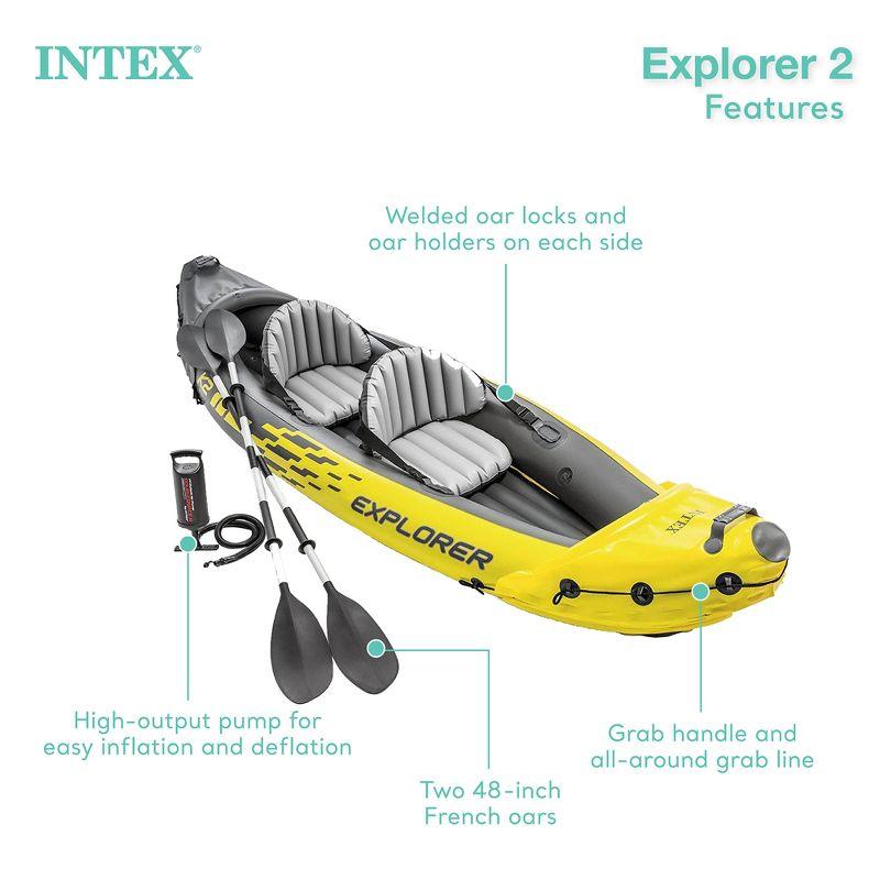 Intex Explorer K2 2-Person Inflatable Kayak with Oars and Air Pump - Yellow