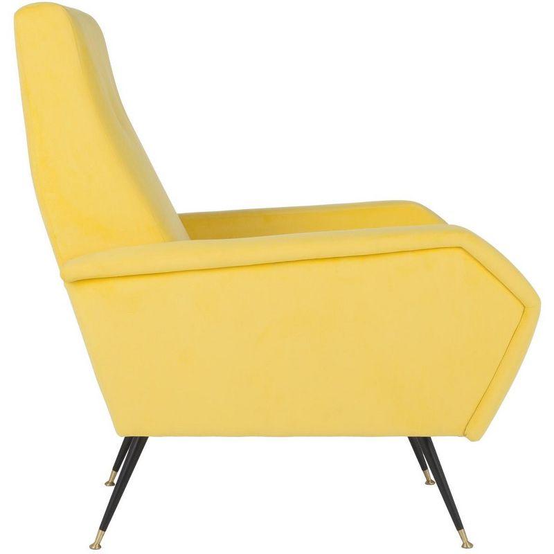 Aida Velvet Retro Mid-Century Accent Chair - Yellow Velvet - Safavieh