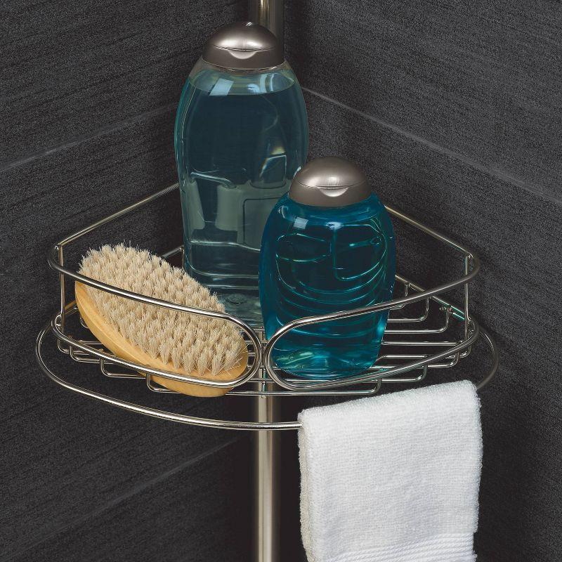 Zenna Home Tension Pole Shower Caddy Stainless Steel : Microfiber, Machine Washable, Non-Slip Backing