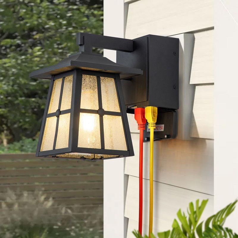 C Cattleya Matte Black Aluminum Outdoor Wall Light with GFCI Outlet