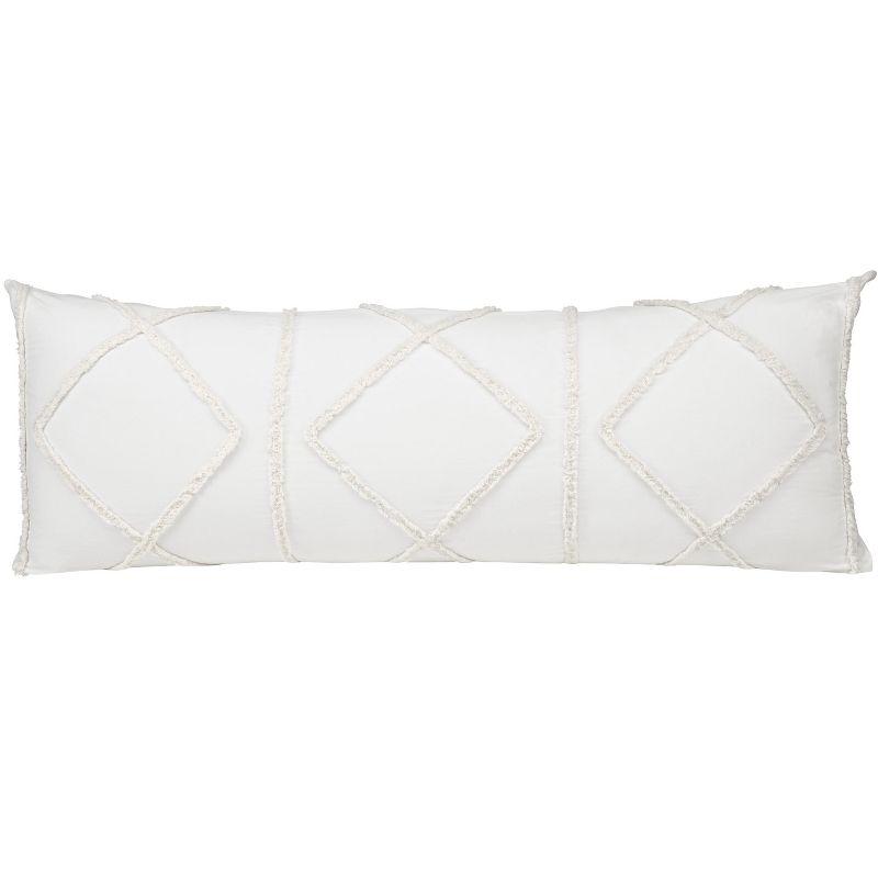 Ivory Diamond Tufted Polyester Body Pillow Cover 54x20