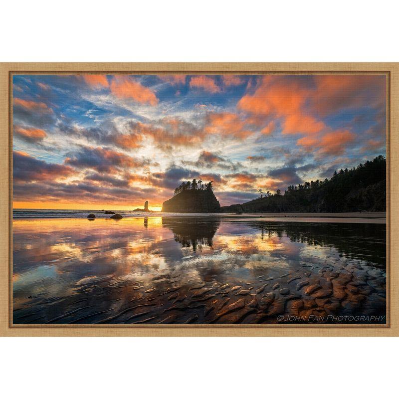 Sunset Symphony Landscape Canvas Print with Natural Frame