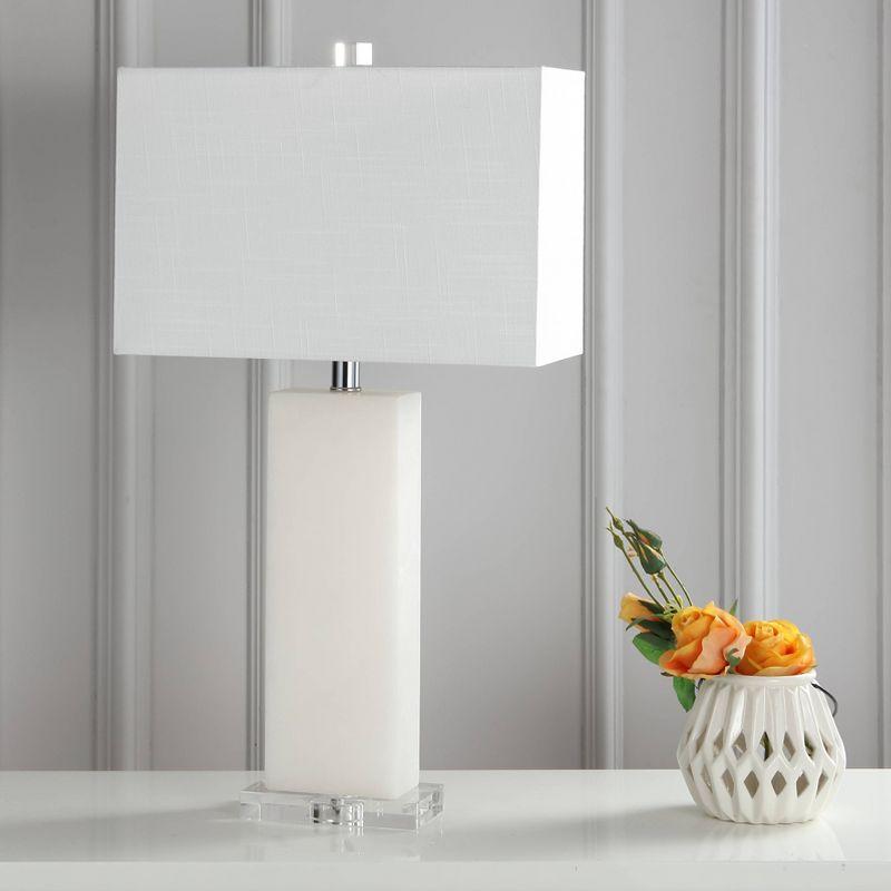 27" Tiggie Alabaster Table Lamp with Linen Shade & Acrylic Base Includes LED bulb - JONATHAN Y