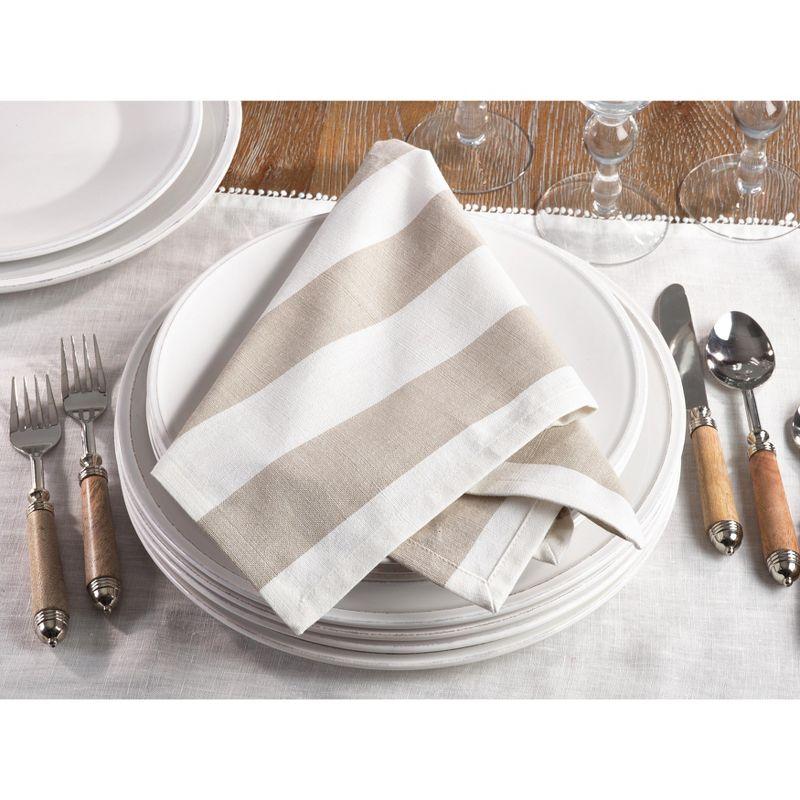 Saro Lifestyle Classic Striped Napkin, 20" Square, Taupe (Set of 4)