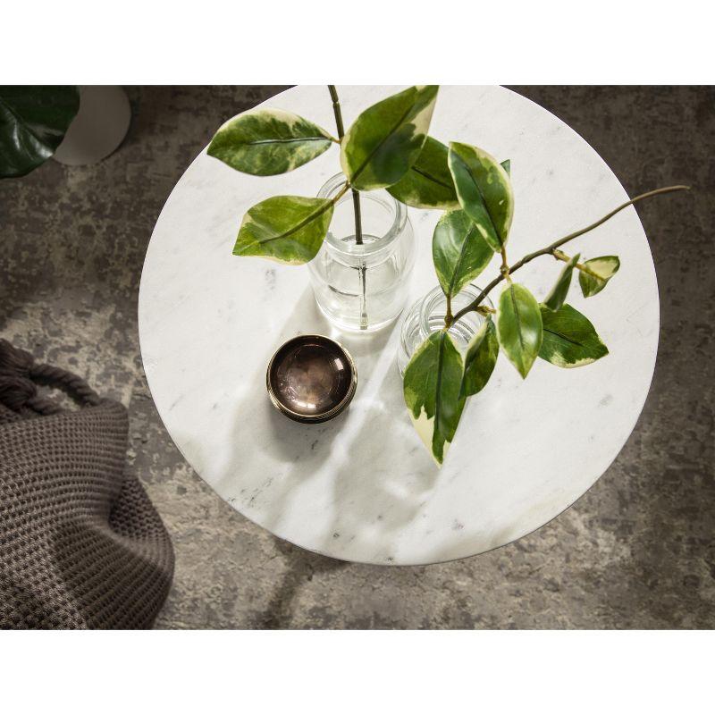 Kate and Laurel Tira Round Metal Side Table, 14x14x24, Pewter and White