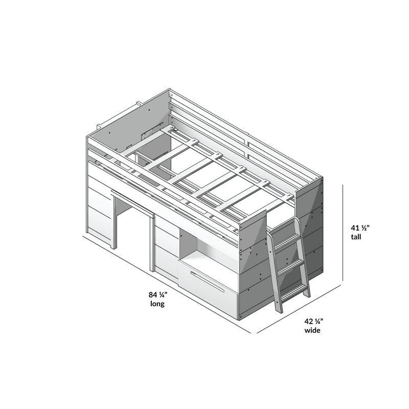 Max & Lily  Modern Farmhouse Low Loft Bed with Storage Drawer, Solid Wood Bed for Kids