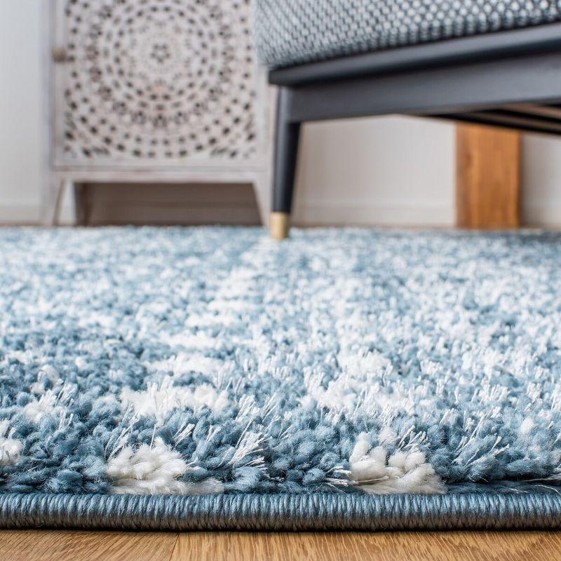 Berber Fringe Shag BFG519 Power Loomed Indoor Area Rug - Blue/Ivory - 6'7"x6'7" - Safavieh