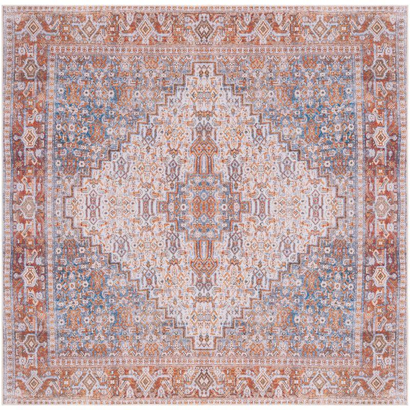 Tucson TSN166 Power Loomed Machine Washable Area Rug - Beige/Rust - 6'x6' - Safavieh.
