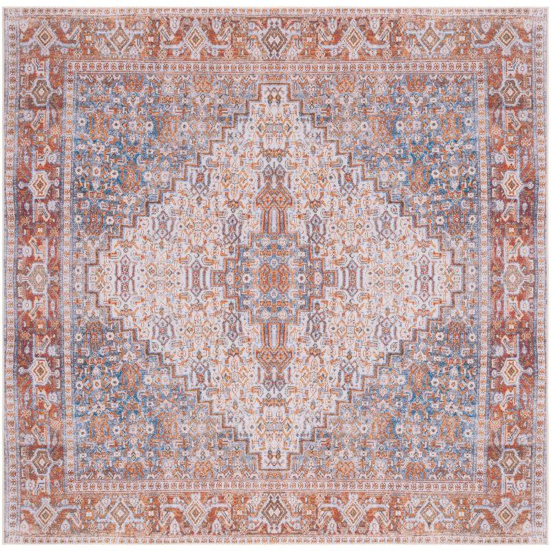 Tucson Beige and Rust Square Washable Area Rug