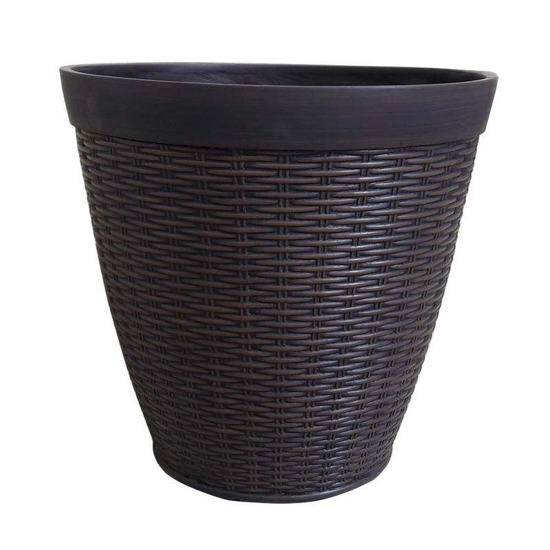 Southern Patio 15" Jamaica Wicker Planter, Dark Coffee - Southern Patio