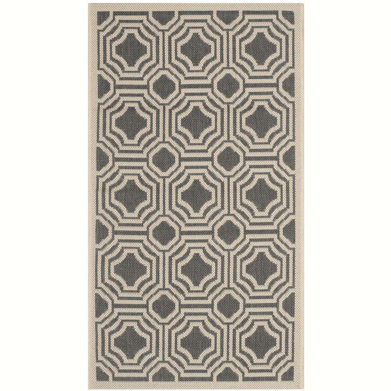 Courtyard CY6112 Power Loomed Indoor and Outdoor Accent Rug - Anthracite/Beige - 2'x3'7" - Safavieh