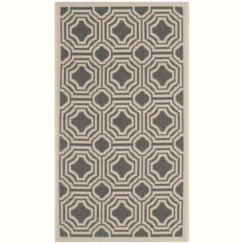 Anthracite Beige Synthetic Rectangular Easy-Care Area Rug, 2' x 3'7"