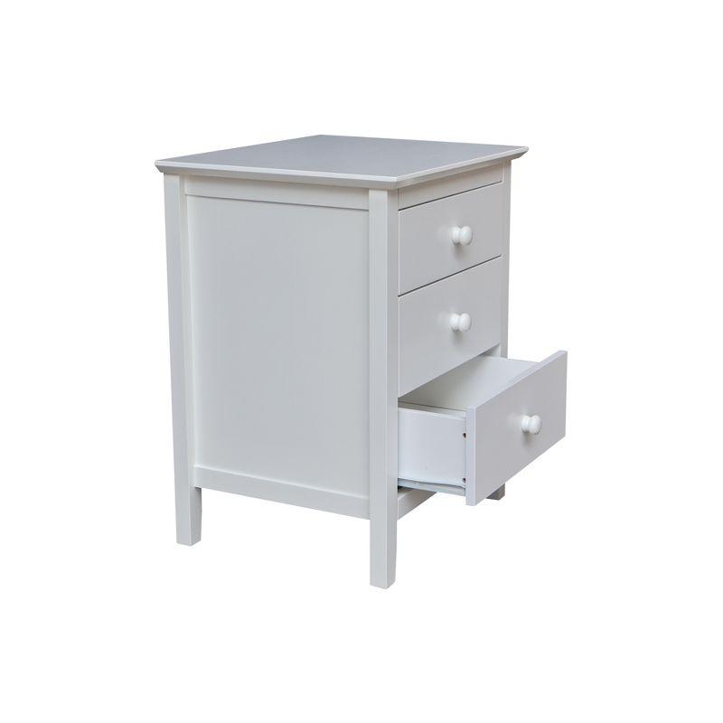 International Concepts Solid Wood Bedroom Nightstand with 3 Drawers, White