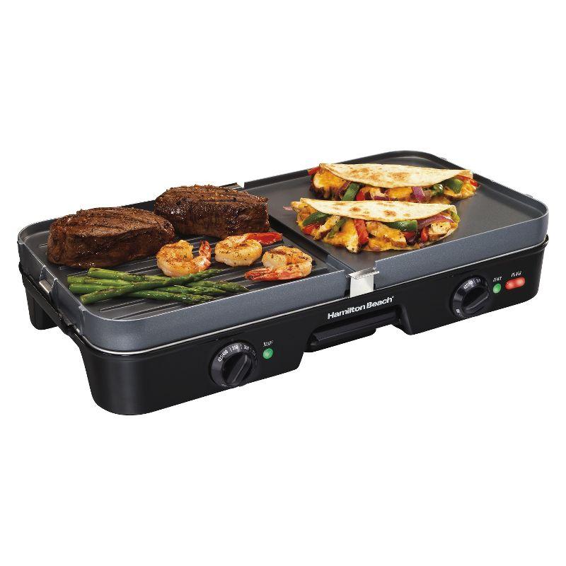 Versatile Dual-Zone Black Electric Grill/Griddle Combo