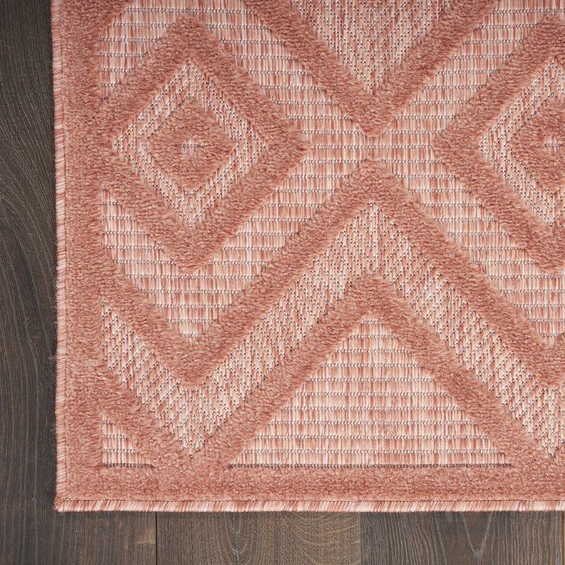 Nourison Versatile Diamond Geometric Flatweave Indoor Outdoor Area Rug Coral/Orange 5' x 7'