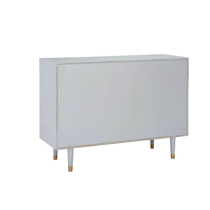 Geo Textured Glam Gray Dresser with Gold Accents and Deep Drawers