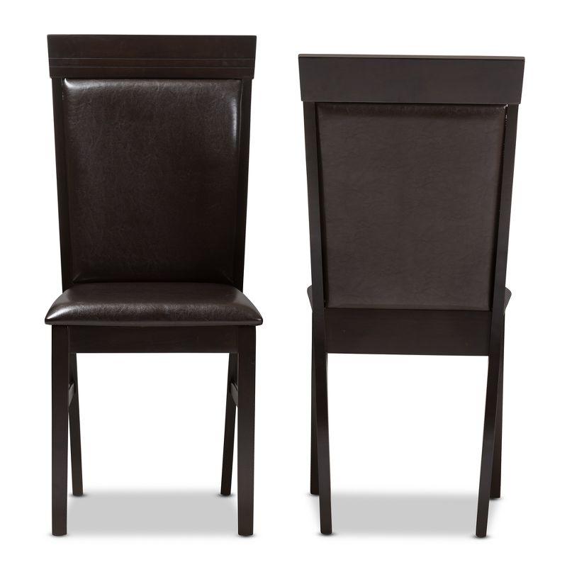 Set of 2 Thea Modern And Contemporary Faux Leather Upholstered Dining Chairs Dark Brown - Baxton Studio