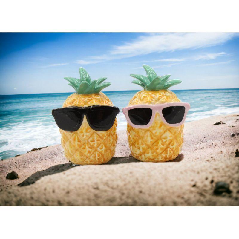 Kevins Gift Shoppe Ceramic Pineapples Wearing Sunglasses Salt and Pepper Shakers