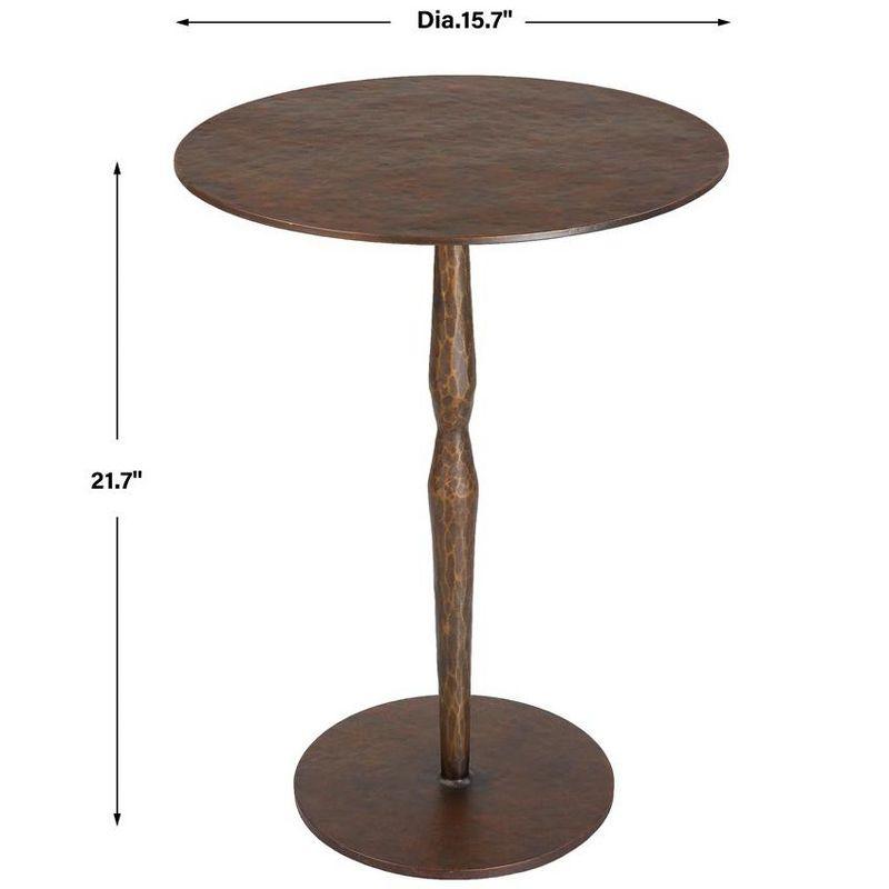 Round Rustic Copper Bronze Iron Accent Table