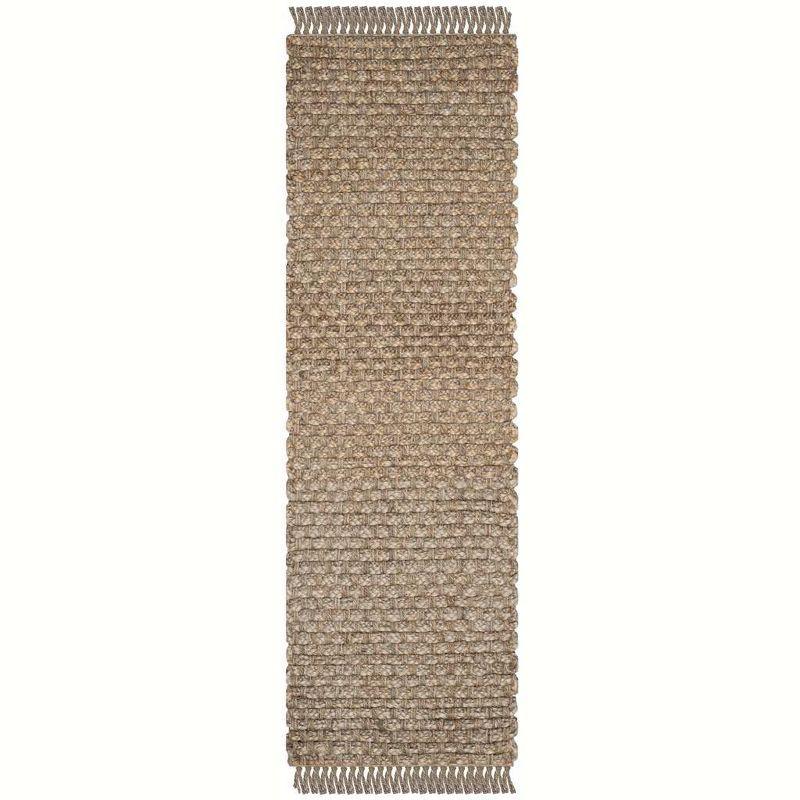 Ivory Hand-Knotted Jute Runner Rug, 30" x 10"