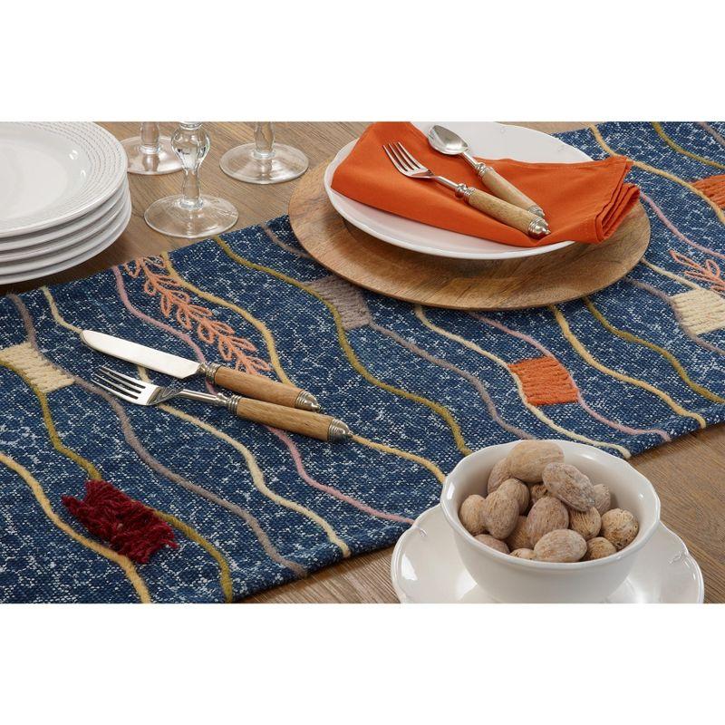 Saro Lifestyle Saro Lifestyle Block Print Embroidered Runner, Multi, 16" x 72"