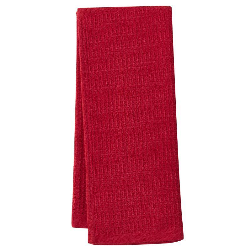 Cannon 4pk Cotton Jackson and Olivia Kitchen Towels Red: Classic Plaid & Solid Dish Towels, Waffle & Terry, Machine Washable