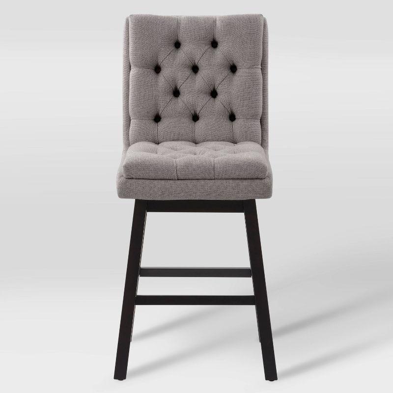 Boston Tufted Light Gray Fabric Counter Height Barstools, Set of 2