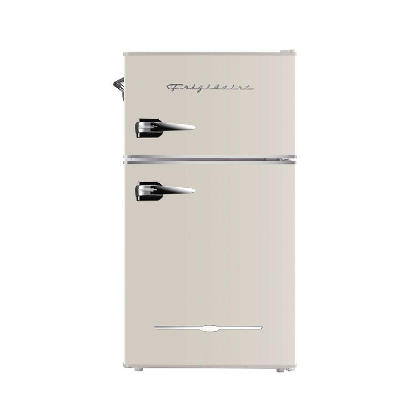 Frigidaire 3.2 cu ft 2 Door Retro Fridge w Side Bottle Opener Cream: Compact Mini Refrigerator, Model EFR840-CREAM