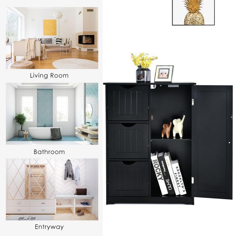 Black MDF Storage Cabinet with Adjustable Shelving