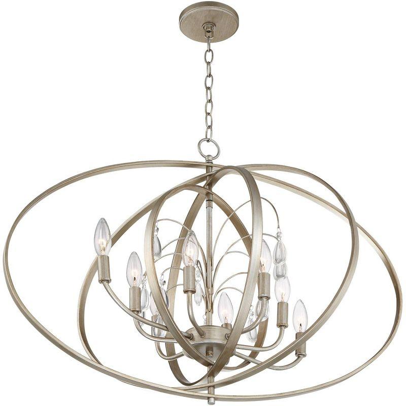 Possini Euro Design Tiller Champagne Satin Silver Pendant Chandelier 31 1/2" Wide Modern Open Orb Frame 8-Light Fixture for Dining Room Kitchen Island