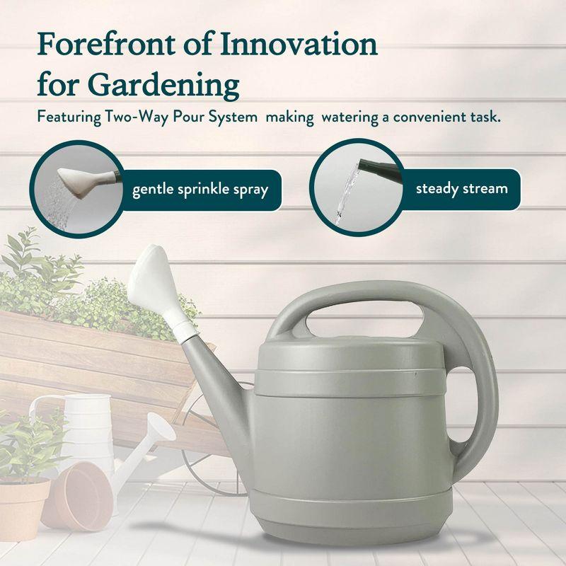 The HC Companies 2 Gallon Plant Watering Can with Large Mouth Feature and Ergonomic Design for Patio, Lawn, and Gardening Essentials, Gray
