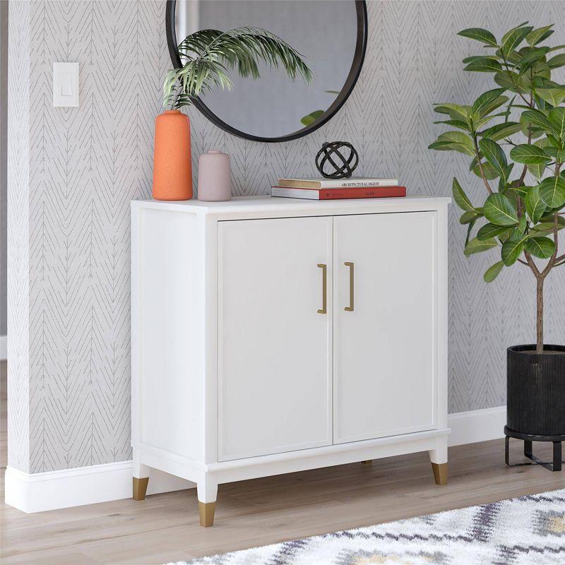 White MDF 2-Door Accent Cabinet with Adjustable Shelving