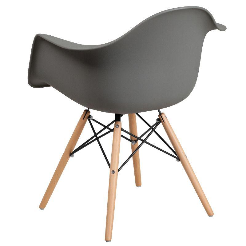 Moss Gray Polypropylene Accent Chair with Wooden Legs