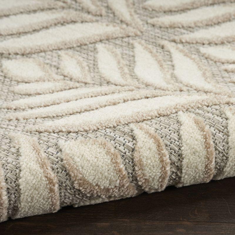 Nourison Aloha Tropical Palm Flatweave High-Low Indoor Outdoor Area Rug Ivory Grey 3'6" x 5'6"