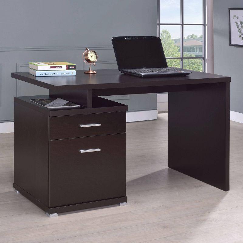 Irving 2 Drawer Office Desk with Reversible Cabinet - Coaster