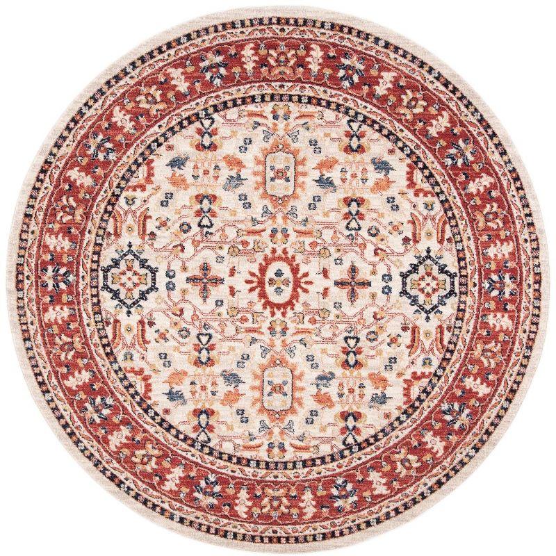 Charleston CHL412 Loomed Indoor Area Rug - Ivory/Red - 6'7"x6'7" Round - Safavieh