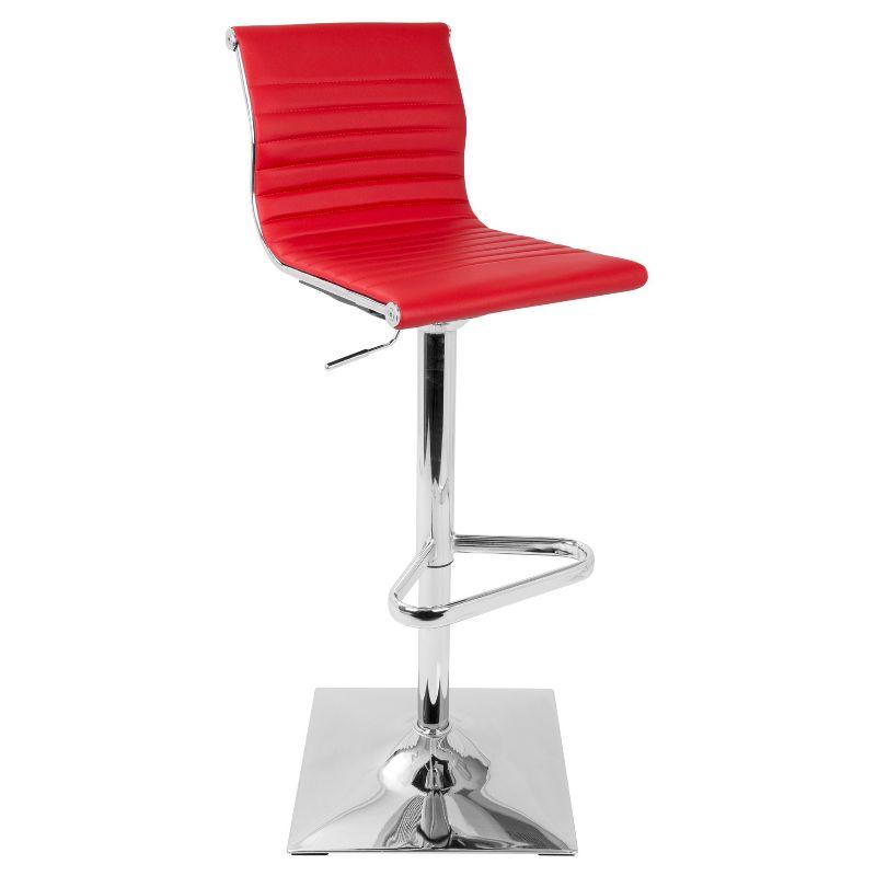 Contemporary Red Faux Leather Adjustable Swivel Barstool 20"