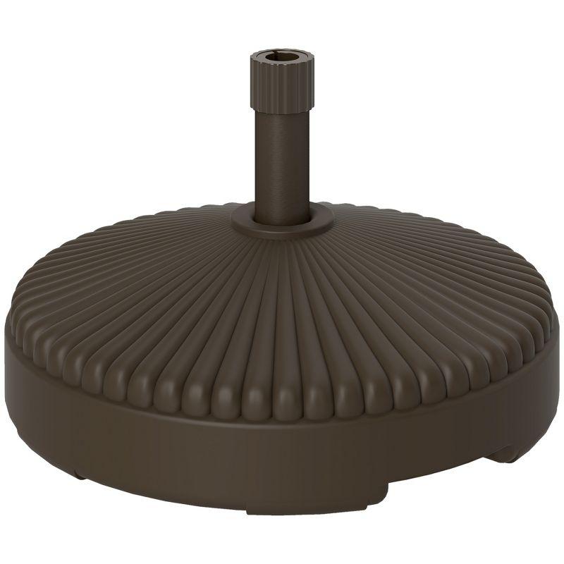 Outsunny Round Patio Umbrella Base Holder Outdoor Umbrella Stand, Filled Up to 62lbs with Stand or 51lbs with Water for Garden Poolside, Brown