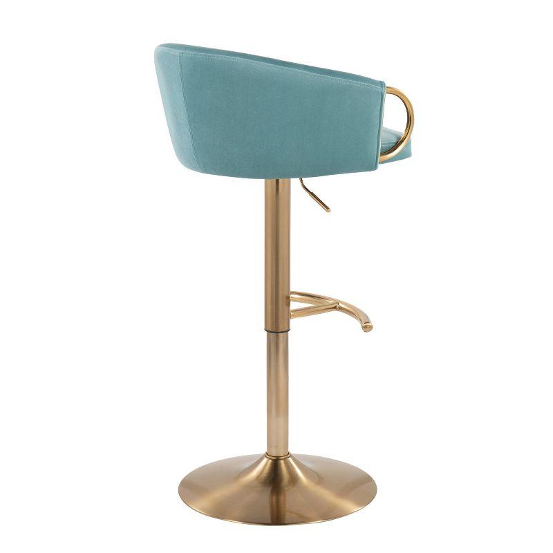 Set of 2 Claire Velvet/Steel Barstools Gold/Light Blue - LumiSource