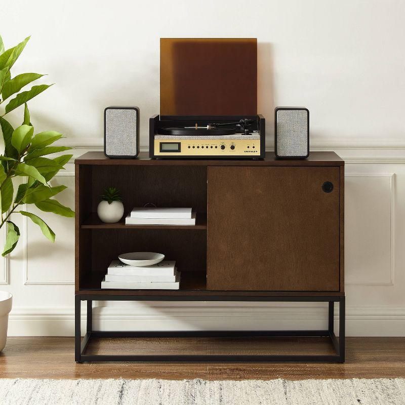 Byron Media Console Brown/Black - Crosley: Sliding Door, Adjustable Shelf, Cable Management