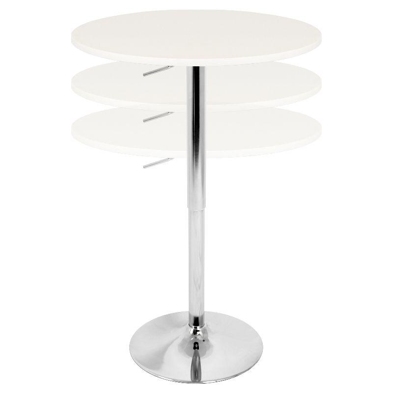 27.5" Elia Contemporary Adjustable Bar Height Pub Table White Wood Top with Chrome Frame - LumiSource