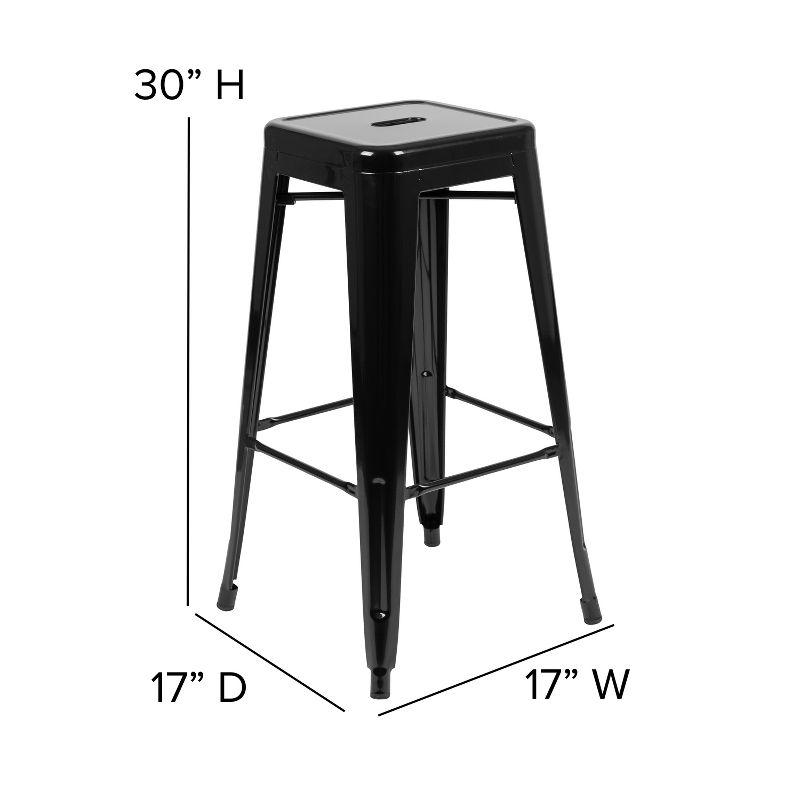 Flash Furniture 30" High Metal Indoor Bar Stool in Black - Stackable Set of 4